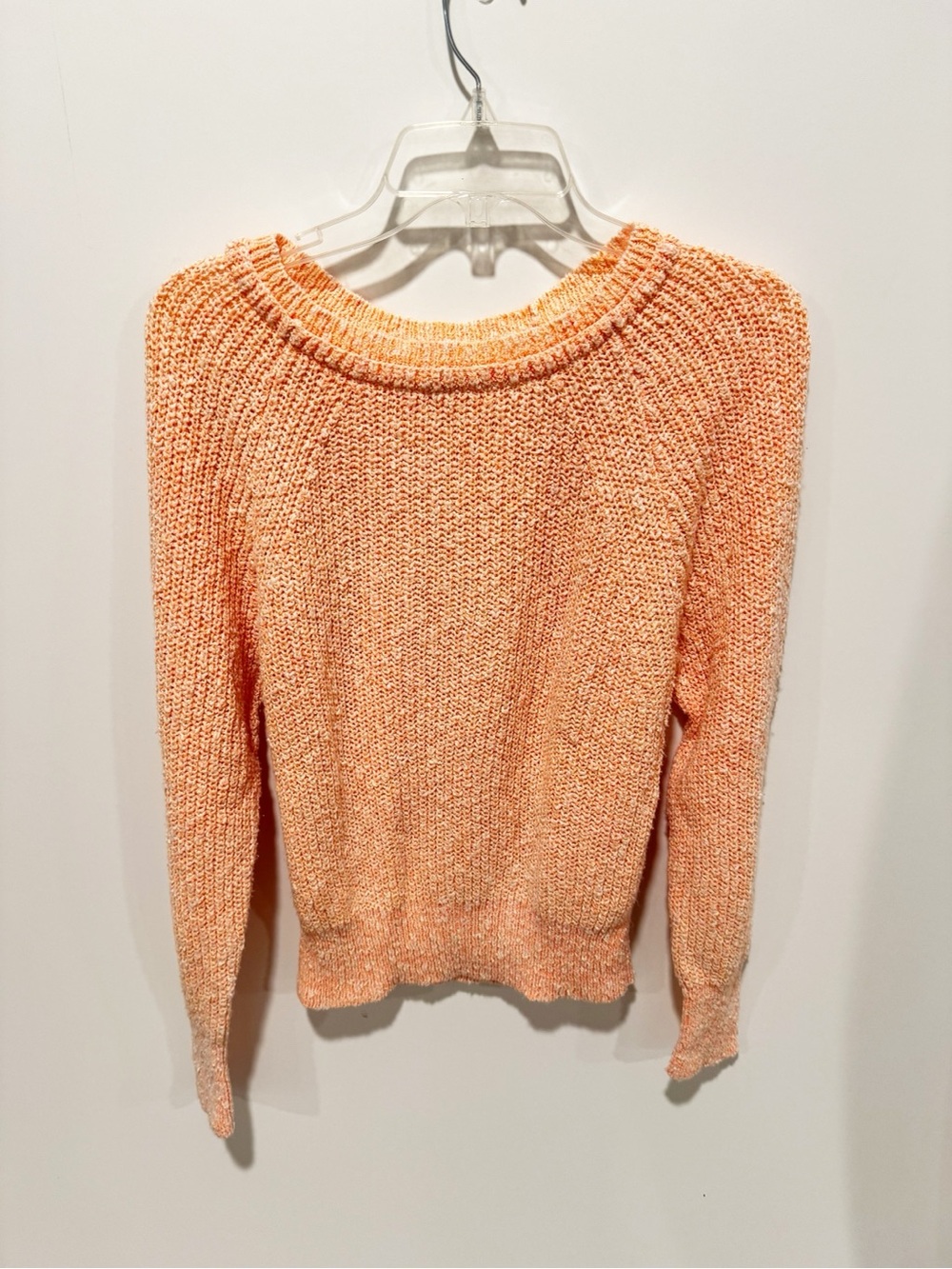 Free People Peach Orange Open Knit Sweater